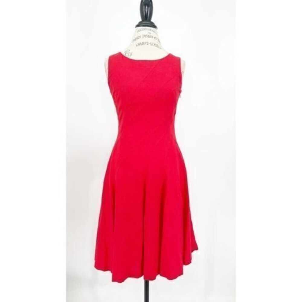 CALVIN KLEIN A-line Red Sleeveless  Midi Dress US 4